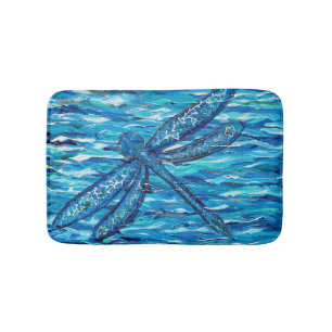 Tapis De Bain Peinture de libellules bleues
