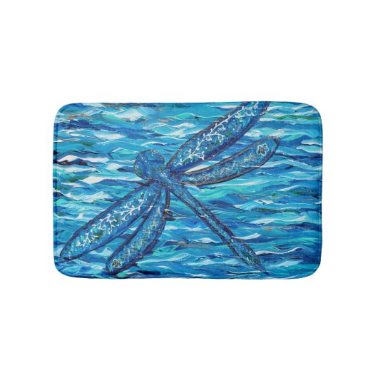 Tapis De Bain Peinture de libellules bleues (Devant)