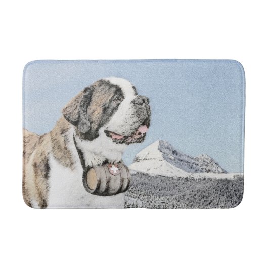 Tapis De Bain Peinture de St Bernard - art original mignon de (Devant)