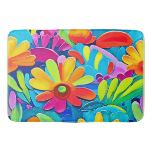 Tapis De Bain Peinture Fleurie Puissante et Colorée