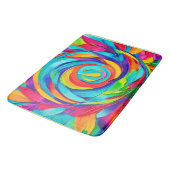 Tapis De Bain Peinture spirale psychédélique florale vibrante (Angle)