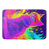 Tapis De Bain Peinture vibrante de chat prise en flammes (Devant)