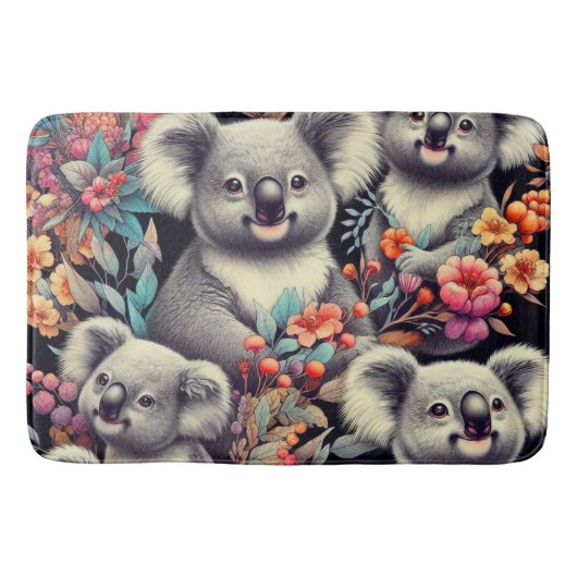 Tapis De Bain Peinture vintage Cute Koala (Devant)