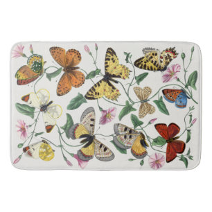 Tapis De Bain Peinture vintage de papillon et de papillon