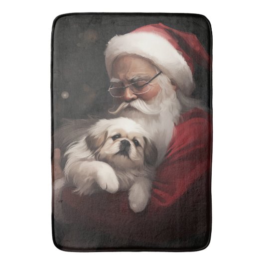 Tapis De Bain Pekingese avec le Père Noël Festif Noël (devant Vertical)