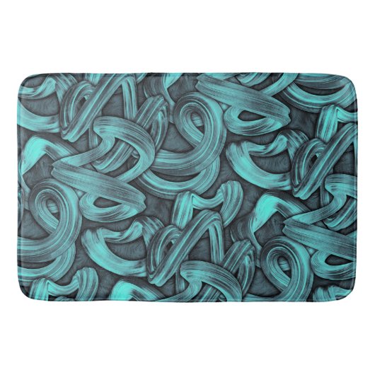Tapis De Bain pensée profonde - noir et sarcelle : (Devant)