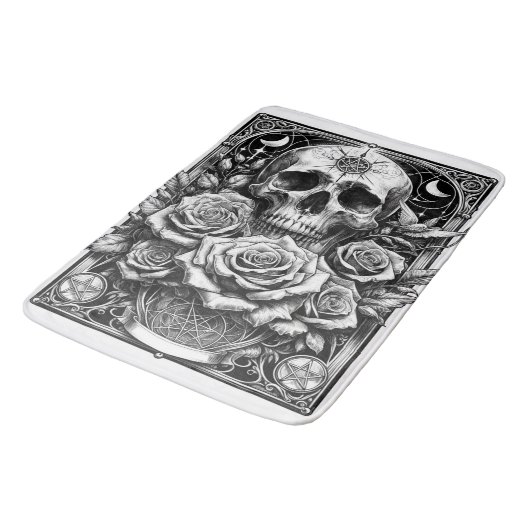 Tapis De Bain Pentacle Skeleton Skeleton & Rose Tarot Art (Angle)