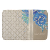 Tapis De Bain PÉONIES BLEUES & DAMASK ~ Mat de bain (Devant)