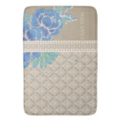 Tapis De Bain PÉONIES BLEUES & DAMASK ~ Mat de bain (devant Vertical)