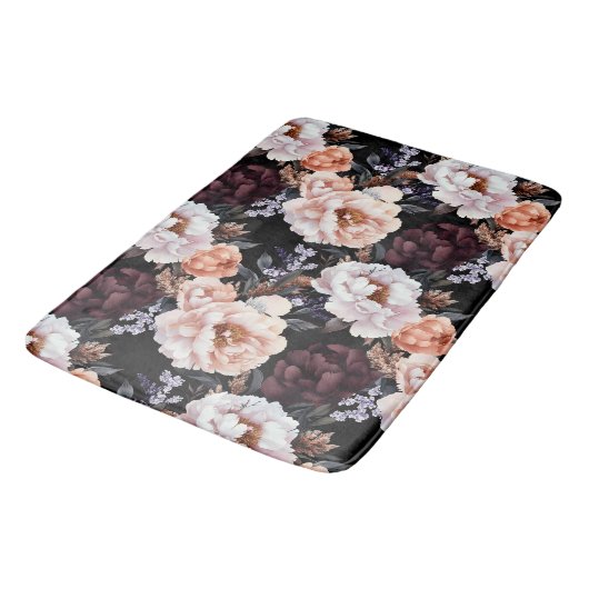 Tapis De Bain Peonies sombres Motif floral (Angle)