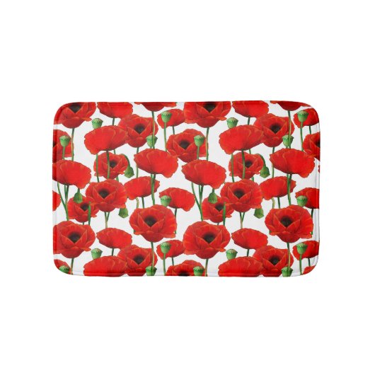 Tapis De Bain Pépites rouges modèle floral (Devant)