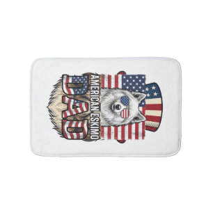 Tapis De Bain Père Esquimau Américain Patriotique Vintage Chien