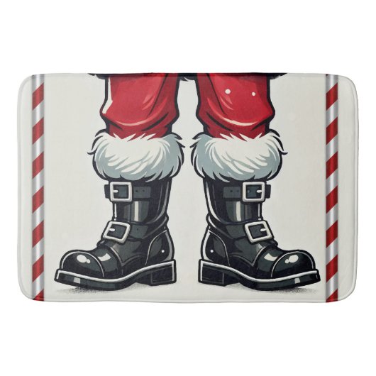 Tapis De Bain Père Noël cool en Bottes noires Noël (Devant)