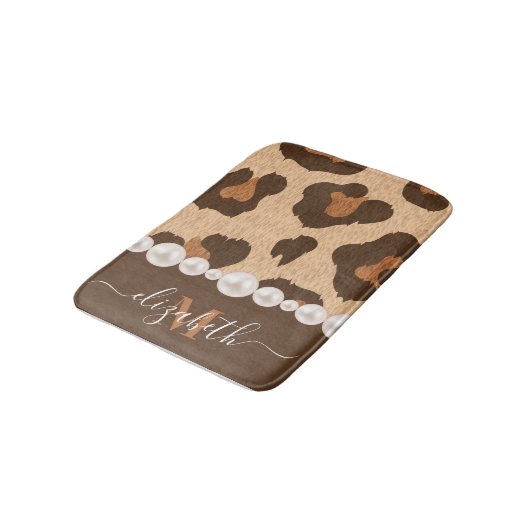 Tapis De Bain Perle et Empreinte de léopard (Angle)