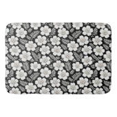Tapis De Bain Perles blanches dans des fleurs sur fond noir (Devant)