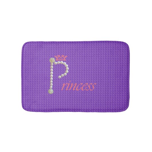 Tapis De Bain Perles et perles Princesse violette rose avec Cour (Devant)