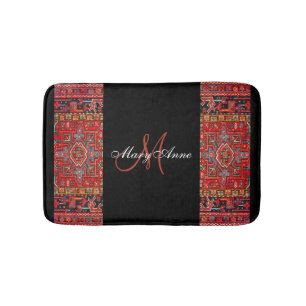 Tapis De Bain Persan oriental d'antiquité rouge - Noir personnal