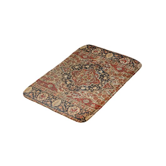 Tapis De Bain Perse Kashan Brûlé Orange Jaune (Angle)