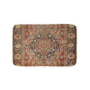 Tapis De Bain Perse Kashan Brûlé Orange Jaune