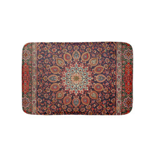 Tapis De Bain Perse Tabriz Noir Radial Géométrique