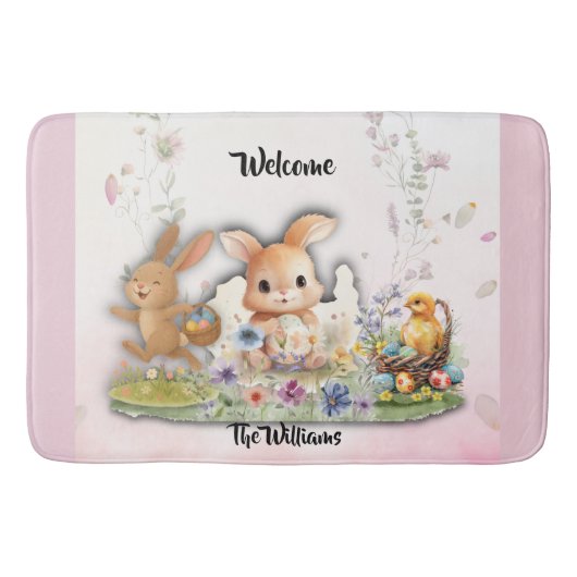 Tapis De Bain Personalized Easter Bunny Bath Mat (Devant)