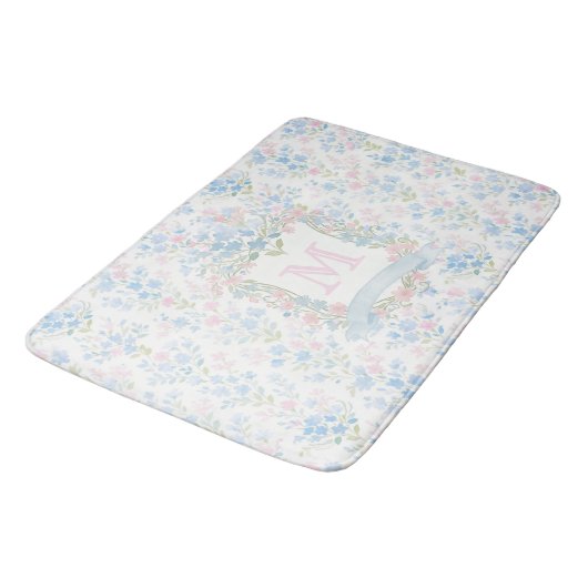 Tapis De Bain Personalized Floral Monogram Bath Mat (Angle)