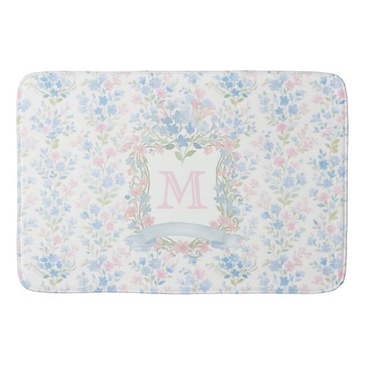 Tapis De Bain Personalized Floral Monogram Bath Mat (Devant)