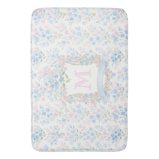 Tapis De Bain Personalized Floral Monogram Bath Mat (devant Vertical)