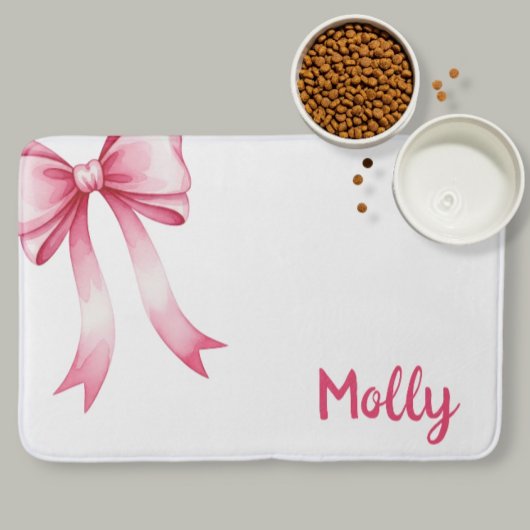 Tapis De Bain  Personalized pet placemat with bow and name
