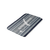 Tapis De Bain Personnalisables Rayures Navy (Angle)