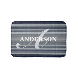 Tapis De Bain Personnalisables Rayures Navy