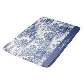 Tapis De Bain Personnalisé Chinoiserie Motif Pagode Bleu Blanc (Angle)