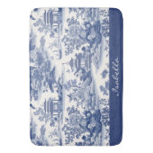 Tapis De Bain Personnalisé Chinoiserie Motif Pagode Bleu Blanc (devant Vertical)