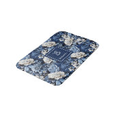 Tapis de Bain Personnalisé Fleurs Blanches Bleues (Angle)