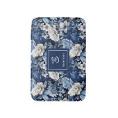 Tapis de Bain Personnalisé Fleurs Blanches Bleues (Devant (Vertical))
