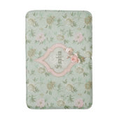 Tapis De Bain Personnalisé Girly Chic Vert et rose Floral (Devant (Vertical))