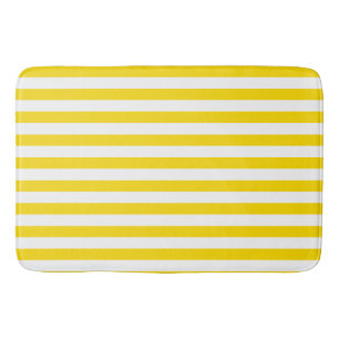 Tapis De Bain Personnalisé Jaune blanc Modèle rayé Grand