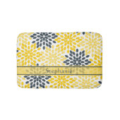 Tapis De Bain Personnalisé Jaune, Gris Charbon Moderne Floral (Devant)