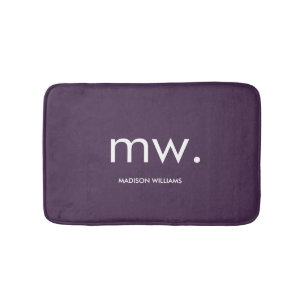 Tapis De Bain Personnalisé Monogram Pastel Élégant Design Modern