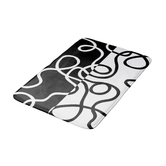 Tapis De Bain Persuasion linéaire I : Abstrait noir et blanc (Angle)