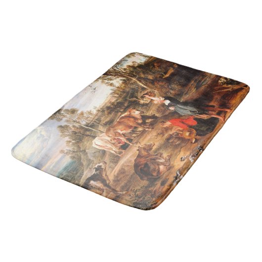 Tapis De Bain Peter Paul Rubens Milkmaips avec du bétail sur une (Angle)