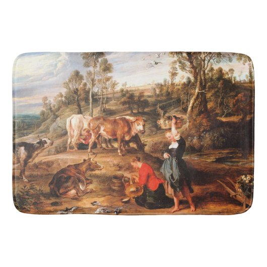 Tapis De Bain Peter Paul Rubens Milkmaips avec du bétail sur une (Devant)