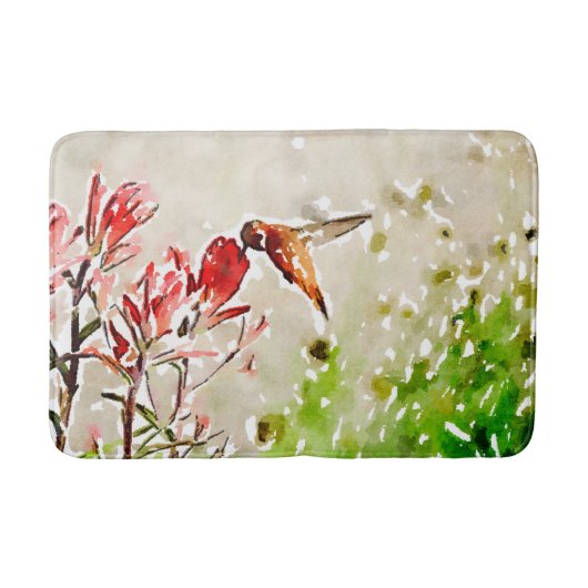 Tapis De Bain Petit bronze, or, colibri rouge (Devant)