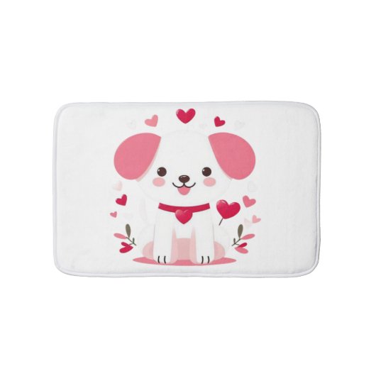Tapis De Bain Petit chiot de la Saint-Valentin (Devant)
