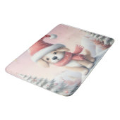 Tapis De Bain Petit chiot de Noël en chapeau santa (Angle)