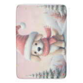 Tapis De Bain Petit chiot de Noël en chapeau santa (devant Vertical)