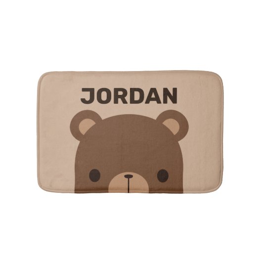 Tapis De Bain Petit ours Brown mignon avec nom personnalisé (Devant)