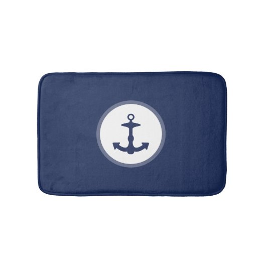 Tapis De Bain Petite Ancre bleue marine Silhouette (Devant)