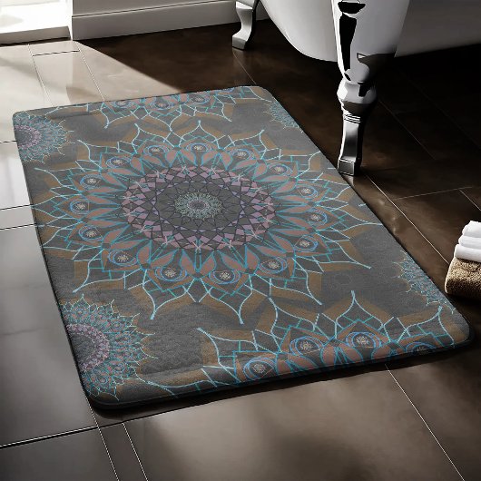 Tapis De Bain Petite Fleur Grise Tombée