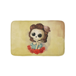 Tapis De Bain Petite Mlle Death et roses